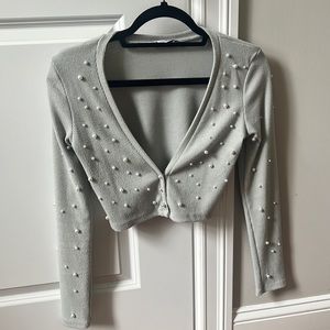 Cropped pearl cardigan from Zara